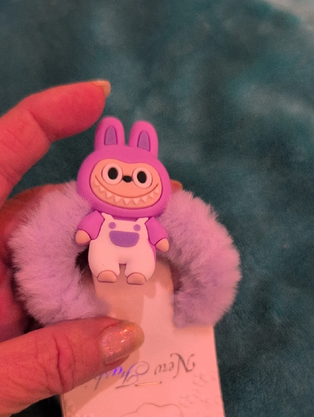 Plush Purple Character Kids Ponytail Tie with Soft Charm New 2 Ponytail Holders